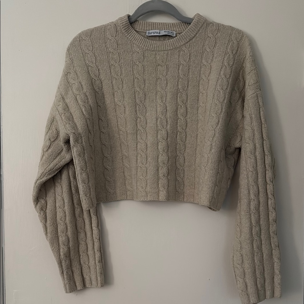 Bershka Cream Cable Knit Sweater
